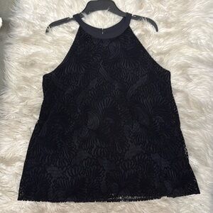 LOFT Black Sleeveless Lace Top